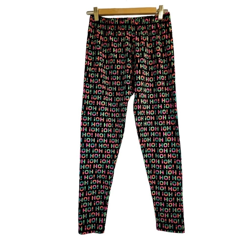 SweetLegs Plus Women's Leggings Black Multicoloured Ho Ho Ho